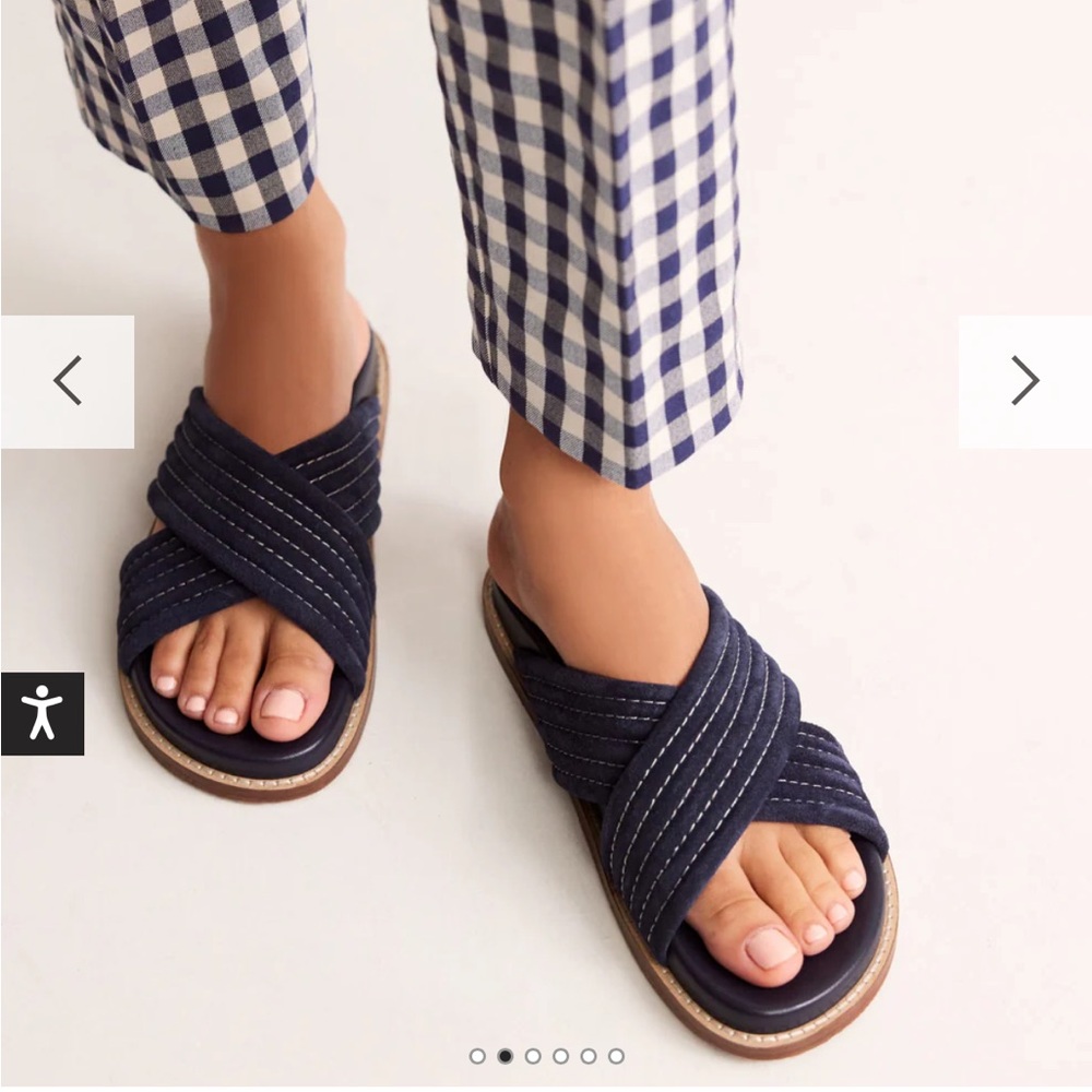 Boden Navy Crisscross Quilted Strap Sandals